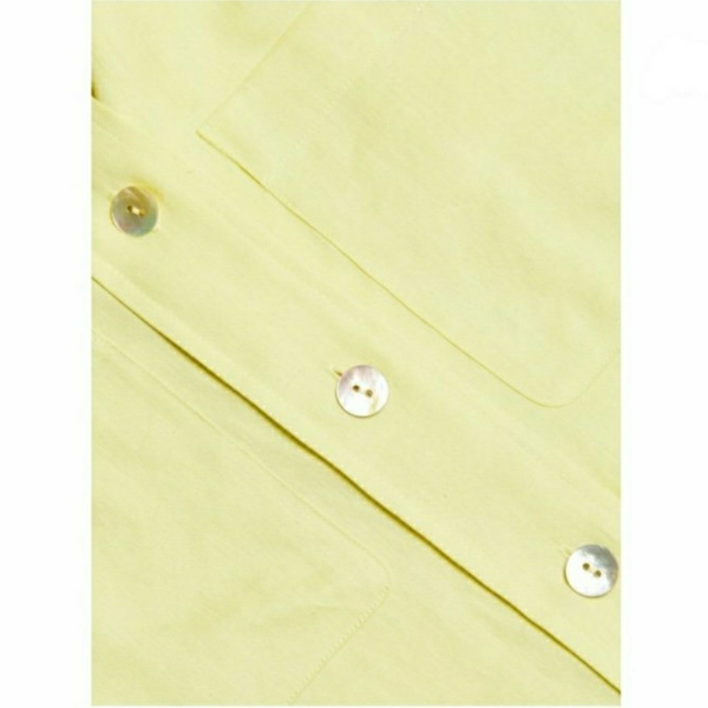 Vince Linen Blend Yellow Green Button-Up Women's Shirt - Picture 10 of 12